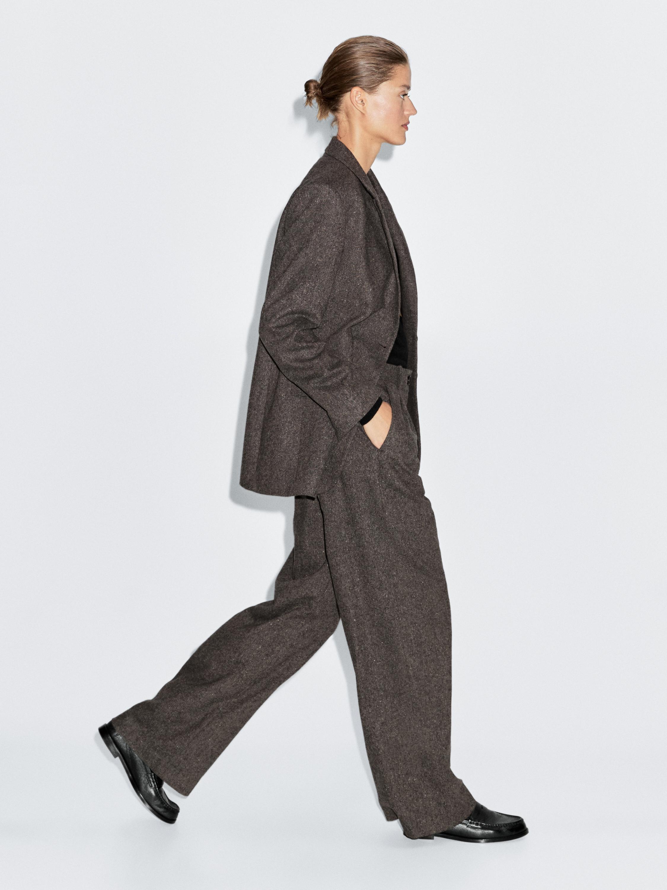 Knickerbocker yarn effect suit trousers